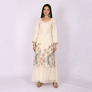 Conjunto de traje Sharara de 3 piezas de estilo étnico moderno para mujer con bordado de hilo y lentejuelas, ropa a la moda. - Product Image 1