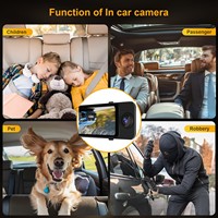 Cámara de Coche con 3 Cámaras, Triple Vista Frontal, Trasera y Derecha, 1080P, Espejo Retrovisor, DVR con GPS, Carplay y Android Auto, WIFI, Aplicación para Teléfono