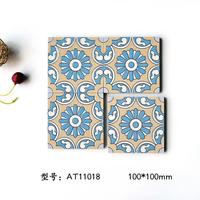 100x100mm Rétro Art Méditerranéen Petite Fleur Briques Cuisine Carreaux Faits À La Main