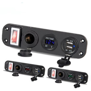 Weichuang Car Charger 4 Port Panel Socket Dual USB QC3.0 PD Fast Charging 12-24V <b>Touch</b> <b>Switch</b> One To Three Cigarette Lighter - Product Image 2