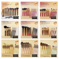 Ensemble de pinceaux de maquillage professionnels de luxe, vegan, de haute qualité, en gros, avec étiquette privée personnalisée, pour le visage, 15 pièces par ensemble