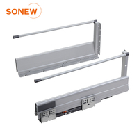 Glissières de tiroir SONEW réglables en métal, à clipser sans outil, pour armoire de cuisine, à extension complète, fermeture douce avec deux tiges