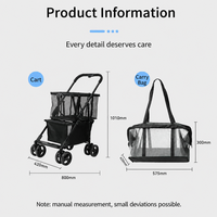Poussette pliable pour animaux de compagnie à une touche, panier double couche détachable, chariot de shopping et de camping