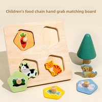 Puzzle Kayu OEM Kustom Bentuk Rantai Makanan Hewan, Mainan Edukasi Sains Montessori, Hadiah Anak, Bersertifikat CPC CE BSCI, Grosir