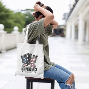 DLBZ Multi-function Trendy Customized Independence Day Logo Durable Reusable Rope Handle Canvas <b>Tote</b> Shopping <b>Bag</b> - Product Image 5
