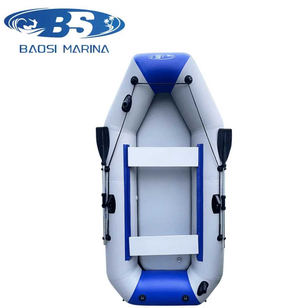 Baosi marino PVC 2 personas piso de madera pesca bote inflable con motor