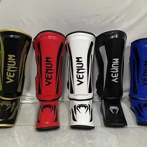 Espinilleras de cuero PU Boxeo/MMA éxito de ventas fitness personalizadas venta al por mayor protector de pierna de Muay Thai Kickboxing
