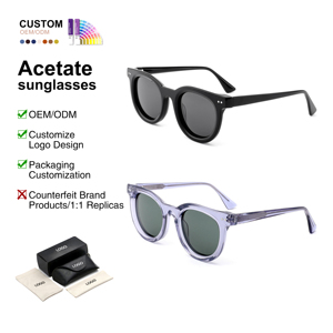 Occhiali da Sole Rotondi in Acetato Personalizzati con Logo, Lenti TAC UV400, Montatura Classica <span class=keywords><strong>Vintage</strong></span> Unisex - Product Image 1