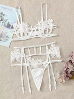 Ensemble de lingerie super sexy avec jarretelles et haut à fleurs style T