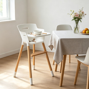 Chaise haute bébé 3 en 1 en bois et plastique, portable, pour repas, siège d'alimentation moderne et traditionnel, restaurant, hôtel - Product Image 1