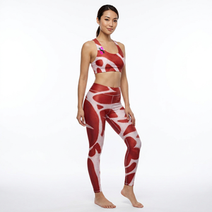 Ensemble de yoga imprimé par sublimation, legging taille haute et brassière de sport dos nageur, 2 pièces, tenue de fitness, collants longs - Product Image 1