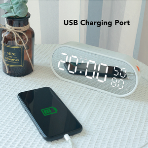 Réveil numérique LED avec fonction snooze, thermomètre de table, chargeur USB électronique, réveil intelligent avec miroir de bureau, <span class=keywords><strong>horloge</strong></span> de jour <span class=keywords><strong>pour</strong></span> les <span class=keywords><strong>seniors</strong></span> - Product Image 5