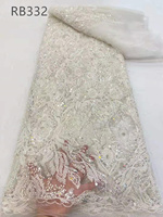 2024 haute qualité étincelle paillettes perlé blanc dentelle tissu broderie en gros africain dentelle tissus 5 Yards
