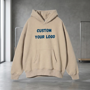Sweat-shirt à capuche unisexe surdimensionné personnalisé en molleton 100 % coton, avec logo imprimé sur le devant, écologique, 330 g, décontracté, hiver - Product Image 2