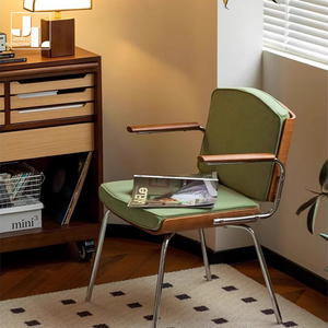 Современный винтажный гостиничный Ресторан деревянный + металлический каркас обеденный стул гостиная спальня бархатное кресло мебель - Product Image 2