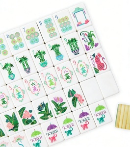 <span class=keywords><strong>Juego</strong></span> <span class=keywords><strong>de</strong></span> Mahjong Portátil <span class=keywords><strong>de</strong></span> Lujo con Rayas Verdes Modernas Personalizadas, Acrílico <span class=keywords><strong>de</strong></span> 4 Capas, Antidecoloración, Grabado Láser, Ecológico - Product Image 4