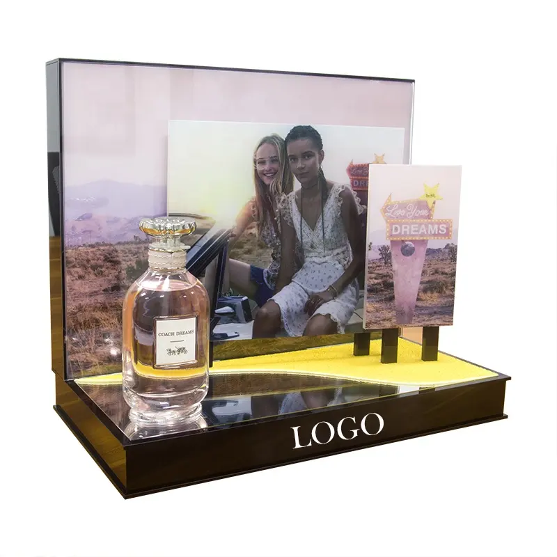 Hoge Luxe Teller Top Acryl Parfum Led Display Stand Voor Show