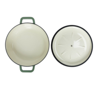 Poêle à frire en fonte émaillée blanche non toxique avec couvercle à bouton, compatible avec les cuisinières à induction, à gaz et électriques