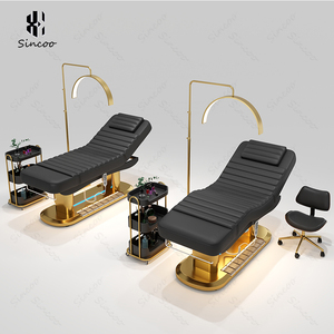 आधुनिक लक्जरी सौंदर्य सैलून फर्नीचर, नेतृत्व पैर नियंत्रित इलेक्ट्रिक काले स्पा चेहरे की देखभाल बिस्तर चिकित्सा चेहरे की मालिश बिस्तर - Product Image 5
