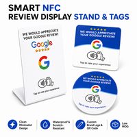 Support NFC personnalisé en acrylique/PVC NTAG215 pour paiement et avis Google avec code QR, mini-étiquette étanche pour hôtels et entreprises