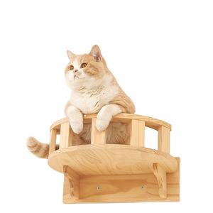 2025 nuevo Popular divertido estante de madera maciza para gatos montado en la pared escalera de escalada cápsula nido gato Pared de pista de escalada para gatos - Product Image 2