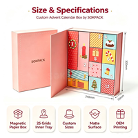 Boîte de calendrier de l'avent personnalisée écologique avec 12 compartiments vides pour desserts de fêtes, emballage cadeau pour bonbons