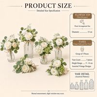 Fleurs de table de 20 cm avec vase, pot de fleurs pour la décoration de table de mariage, centre de table
