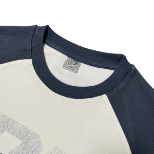 Sudadera Térmica de Punto para Hombre, Diseño Personalizado de Dos Tonos con Bloques de Color, Estampado Vintage, Manga Raglán, Cuello Redondo, Estilo Casual, para Venta al Por Mayor - Product Image 4