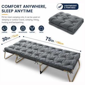 Matelas de lit de camp matelassé épaissi en gros, surmatelas portable pliable, tapis de couchage léger <span class=keywords><strong>pour</strong></span> lit de camp, <span class=keywords><strong>camping</strong></span>-<span class=keywords><strong>car</strong></span>, voyage double - Product Image 4
