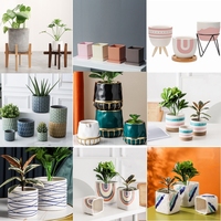 Mini pot de plante en céramique en forme d'animal (chat, éléphant, chien) pour plantes succulentes, pour le bureau, maison et jardin