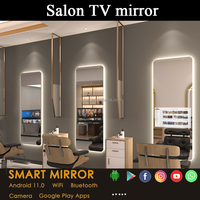 Miroir LED intelligent Android rectangulaire moderne, éclairé, étanche, avec écran tactile, toutes fonctions, taille personnalisable, pour salle de bain et barbier