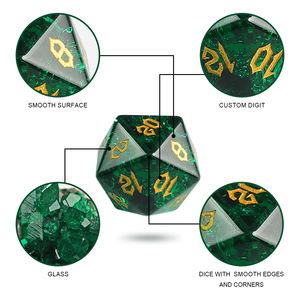 ชุดหัตถกรรมเพชรชุดแก้วคริสตัลสีเขียวแบบระเบิดชุดลูกเต๋า D20พลอยธรรมชาติ DND - Product Image 2