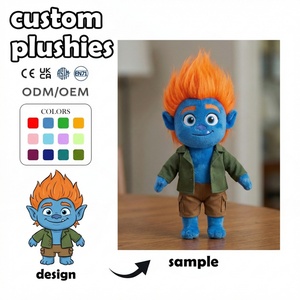 Usine de fabrication de jouets en peluche personnalisés, personnage d'anime <span class=keywords><strong>troll</strong></span> aux <span class=keywords><strong>cheveux</strong></span> roux hautement réduit, marchandises, jouets en peluche personnalisés, dropshipping - Product Image 1