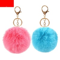 Vente en gros Peluche Fausse Fourrure Boule Porte-clés Pom Pom Porte-clés pour Sacs Pendentif