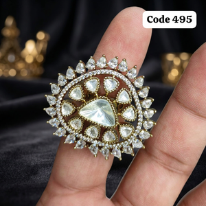 Luxury Oval Halo Cocktail <b>Ring</b> with Pear Cut AAA Cubic Zirconia | Gold Plated <b>Adjustable</b> Statement <b>Ring</b> for Women - Product Image 2