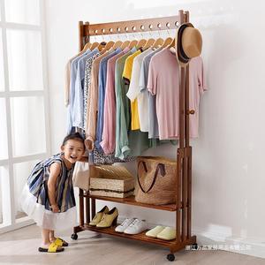 Simple Floor Standing <b>Clothes</b> <b>Rack</b> With Shelf For Bedroom Storage Nan Bamboo Material Multifunctional Clothing Organizer - Product Image 4