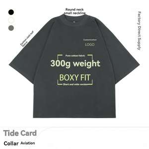 Camiseta Retro Hip Hop para Hombre 100% Algodón, Lavada, Desgastada, Gruesa, Ecológica, Corte Regular, Tejido de Punto, Hombros Pequeños - Product Image 3