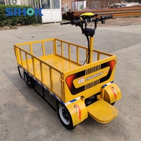 Carros de Carga de Alto Rendimiento con 4 Ruedas, Carro de Plataforma Resistente, Carro Eléctrico Operado por Batería para Transporte
