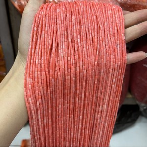 Großhandel 2*4mm Runde Bambusförmige Röhrenperlen Gefärbte Korallen-Zylinderperlen Stränge Rosa Orange Rot Korallenperlen Natürlich in Großmengen - Product Image 5