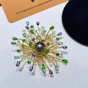 Broche de Perla de Tahití de 9-10 mm con Destellos de Fuegos Artificiales, Flor de Pecho de Alta Gama, Regalo para Mamá y Novia - Product Image 5