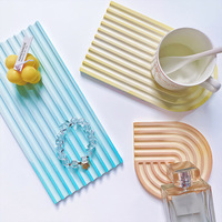 Moule en Silicone pour Résine Époxy DIY, Plateau de Rangement Géométrique à Rayures Ondulées en Forme de U/Arc, Moule en Silicone pour Ornements Décoratifs en Plâtre
