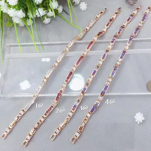 2020 xuping fashion jewelry 18k gold color with multicolor stone watch clasp simple style hand bracelet for girls