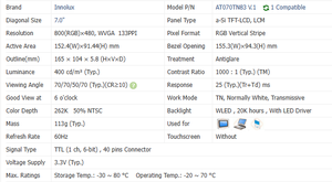Giá tốt nhất innolux mô-đun TFT <span class=keywords><strong>LCD</strong></span> 7 ''autonome 800*480 Độ phân giải cho khung ảnh kỹ thuật số at070tn83 V.1 at070tn94 - Product Image 2