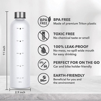Bouteille d'eau de sport JSTAR 32oz 1000ml en Tritan, dégradé givré, écologique, durable, sans BPA, avec marqueur de temps, anti-fuite, pour l'extérieur