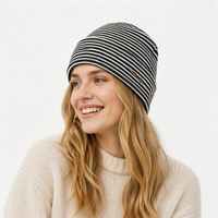 Bonnet d'hiver en jacquard rayé tendance, tricoté en acrylique, chaud, ajustable, unisexe, personnalisable pour le voyage