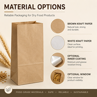 Sac en papier kraft de qualité alimentaire, impression personnalisée OEM, plusieurs tailles, emballage écologique pour boulangerie, pain, noix, café, fruits secs, vente à emporter, magasin de détail