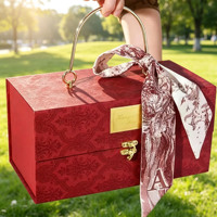 Boîtes Cadeaux de Luxe en Carton Rigide Gaufré Vert, Rouge et Orange, en Matériaux Recyclés avec Doublure en Éponge, Vente en Gros