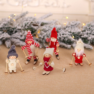 Fournitures de décoration de Noël, ornements de Noël créatifs, poupée skieur, pendentif pour arbre de Noël, mini-poupée - Product Image 3
