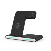 Support de chargeur magnétique 3 en 1 portable à charge rapide sans fil 15W avec support de téléphone intelligent compatible avec la montre de téléphone et l'utilisation de la lampe