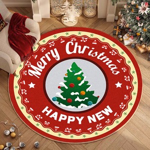 Tapis rond à motifs de renne d'arbre de père Noël pour décor de vacances ajoutant une joie festive - Product Image 3